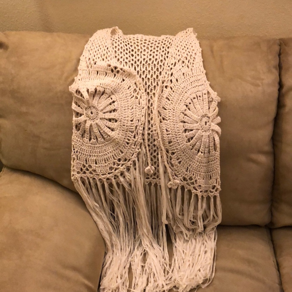 Cream woven vest